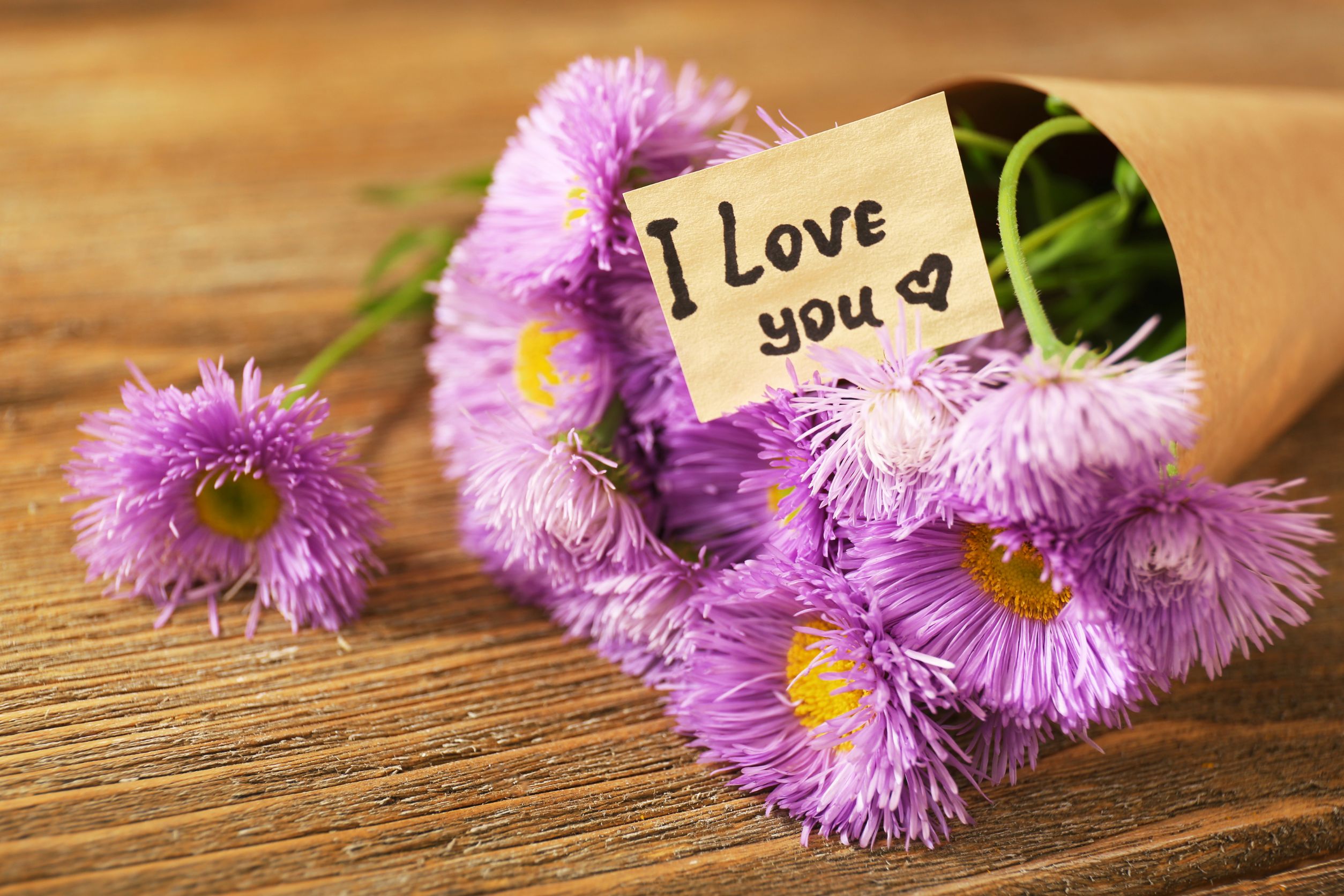 flowers with note