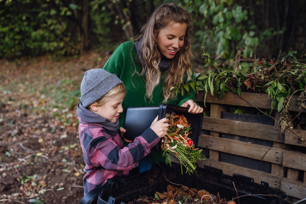 Some easy compost bins are made from fall yard waste